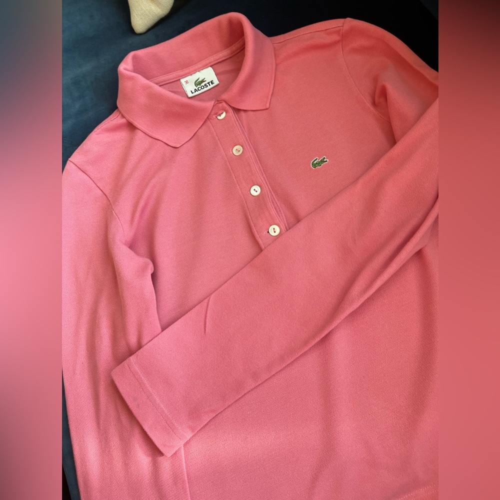 Lacoste Rose Pink Long Sleeve Polo